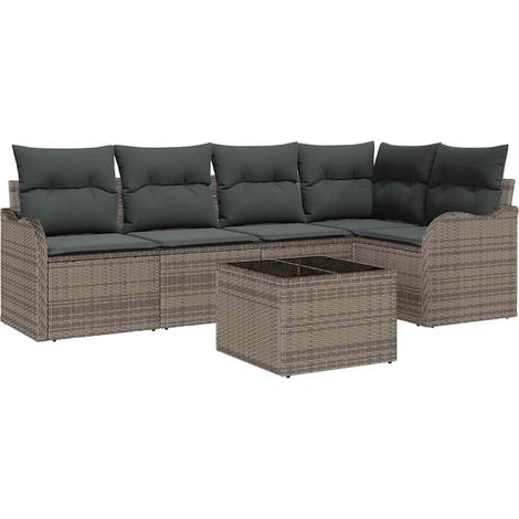Maison Exclusive - Set Divano da Giardino 6 pcs Grigio polyrattan
