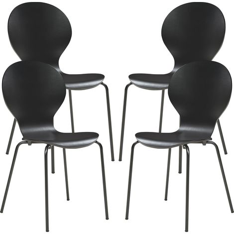 Set di 4 Sedie da Sala ETNE Impilabili - Nero [en.casa]