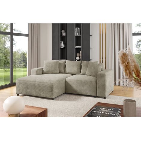 Ecksofa Designersofa Sofa MEGAN XS in Stoff Poso Beige Ottomane Links (1/2)