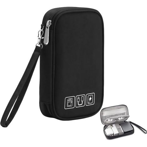 Borsa portacavi,borsa portacavi universale,organizer portatile per cavi,organizer impermeabile per cavi,accessori da viaggio per USB,nero (1/4)