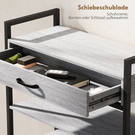 Étagère à chaussures 4 niveaux, meuble d'entrée pour jusqu'à 9 paires, panneaux de particules, métal, gris (1/5)