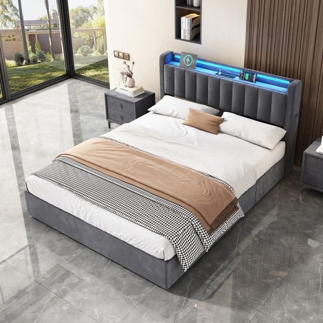 Lit 140x190 cm en bois avec sommier intégré (1/5)