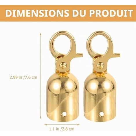 Butée De Fin De Corde Acier Inoxydable - Embout de Cordon avec Crochet à Fermeture Automatique - Accessoire pour Barrière de Concierge Colonne d'Accueil et Garde-Corps (1/3)