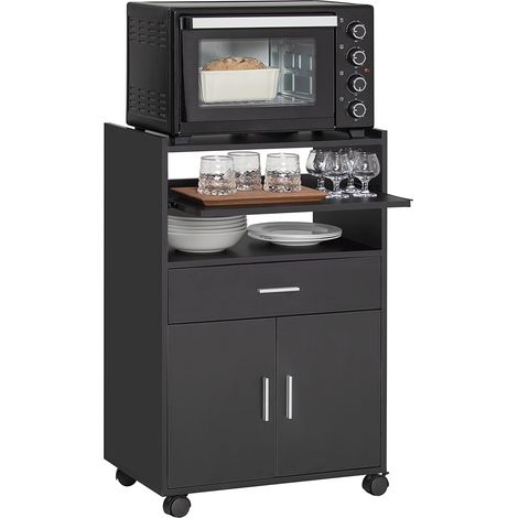 Aparador Auxiliar de Almacenamiento para Microondas con Ruedas Armario de Cocina con 2 Puertas 2 Estantes y un Cajón 59 x 40 x 92 cm Negro FSB09-SCH SoBuy ES