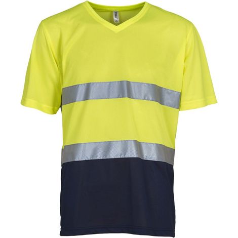T-shirt alta visibilità Yoko TOP COOL Giallo / Marina XL (1/2)