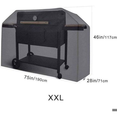 Housse Barbecue - Tissu Oxford Impermeable - Pour Protection Extérieure - 190 x 71 x 117 cm - Noir - 1 Pièce (1/3)