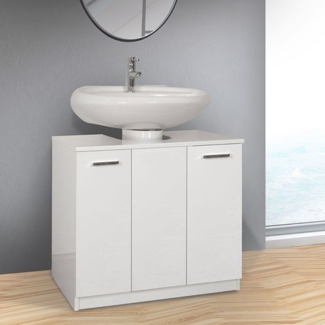 Copricolonna lavabo bagno universale due ante in melaminico bianco h.60cm l=70cm h=62cm p=46cm Savini