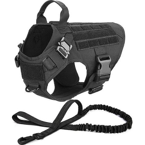 Ensemble harnais et laisse tactiques pour grands chiens, gilet de dressage, harnais pour chien, laisse, extérieur, Berger Allemand XL-JBMEDIA (1/4)
