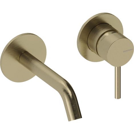 SANYCCES LOOP ColdOpen Wand-Waschtischarmatur Unterputz mit 14 cm Ausladung inkl. Unterputz-Einbaukörper, gold gebürstet (1/3)