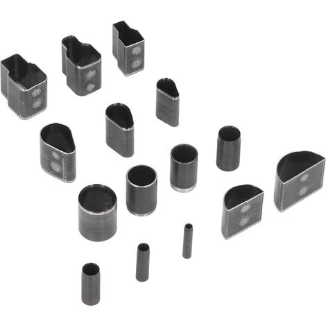 Jeu de 15 emportes-pièces en acier allié, formes variées, poinçons creux pour cuir et loisirs créatifs. (1/5)