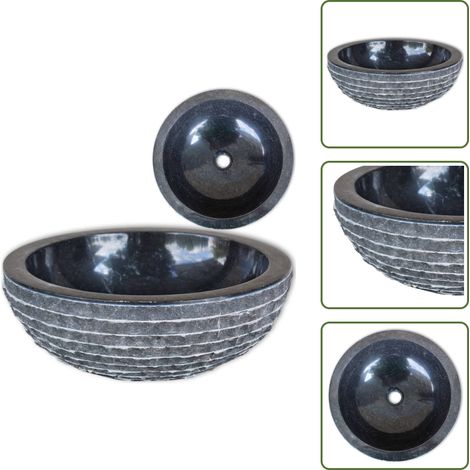 Lavabo decorativo - vidaXL Lavandino in Marmo 40 cm Nero - Lavabo rustico