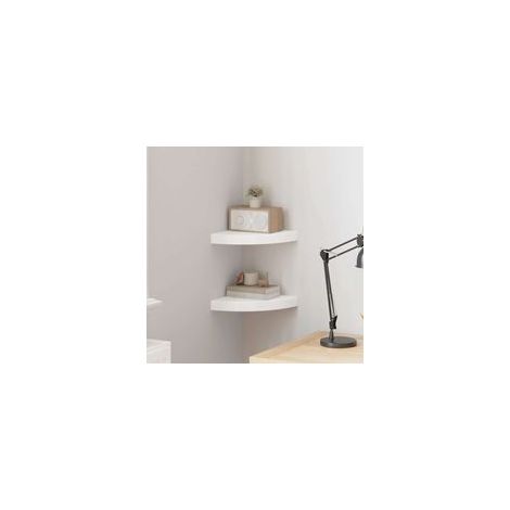 Schwebende Eckregale, 2er-Set, weiß, 25 x 25 x 3,8 cm, MDF-Crezuo