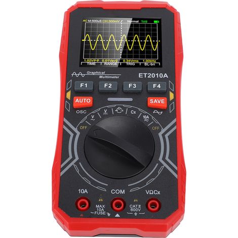 Multimètre numérique portable avec oscilloscope 2 en 1, bande passante 1 MHz, taux d'échantillonnage 2,5 Msps, veille automatique, écran 2,4 pouces, mini format (1/5)