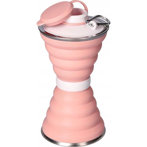 Gobelet pliable en silicone 500 ml rose (9,6 x 18,5 cm) (1/5)