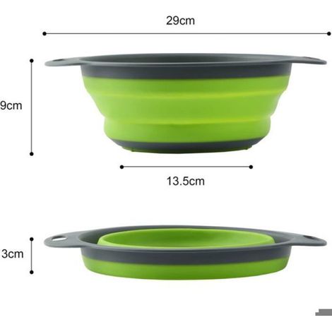 Panier égouttoir pliable en silicone, panier à fruits portable, gain de place dans la cuisine, facile à nettoyer (vert, 1 pièce) (1/5)