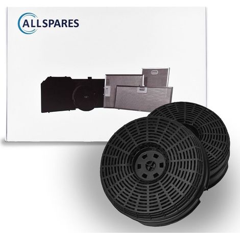 Filtro de carbón AllSpares (2 uds.) para campanas extractoras compatibles con Bosch DHZ2600 / 00752620, Elica Respekta CFC0038000 y Whirlpool AKB000 / Tipo 58 (Ø142mm)