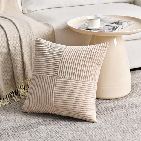 Set di 1 federa per cuscino Boho 40x40 beige, federa decorativa in velluto a coste con motivo a croce, federa accogliente e moderna per divano, camera da letto, sedia, letto.