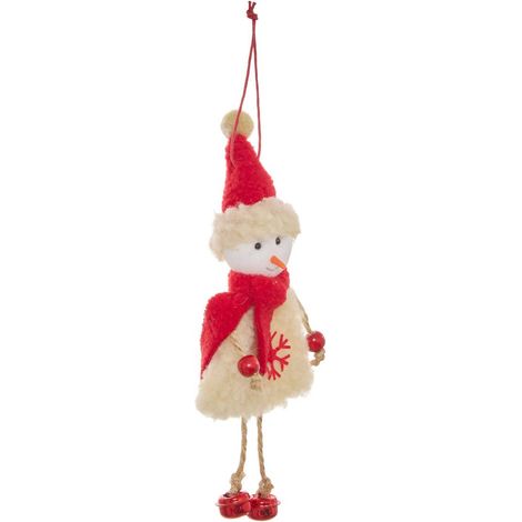 Decorazione da appendere a forma di personaggio di abete con sciarpa in tessuto rosso, 19 cm - Feeric lights & christmas (1/5)