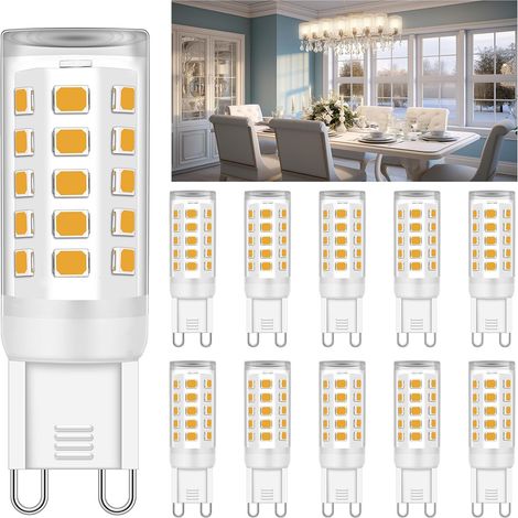 Lot de 10 ampoules LED G9 blanc chaud, 3 W, 300 lm, 3000 K, ampoules de remplacement pour halogène G9 30 W, sans scintillement, non dimmables (1/5)