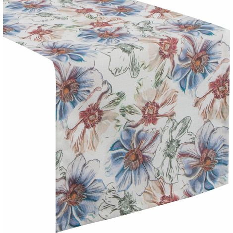 Camino de mesa flore 7 40x140 cm flores blancas (1/5)