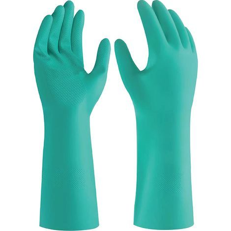 Nitrilhandschuhe, chemikalienbeständig, gerade Stulpen, 33 cm lang, 15 cm breit (1/5)