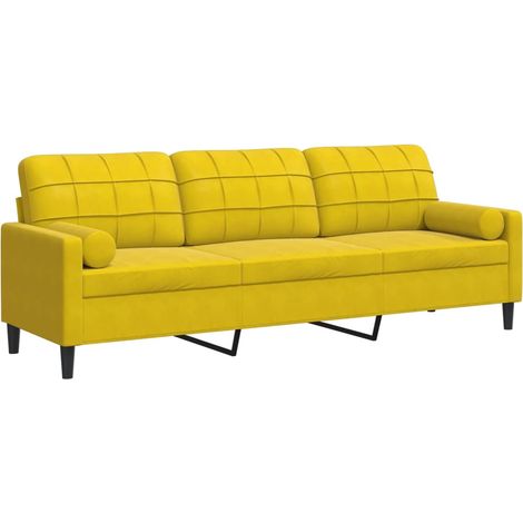 Canapé 3 places,Sofa pour Salon,Banquette avec oreillers décoratifs jaune 210 cm velours CFW905553 (1/5)