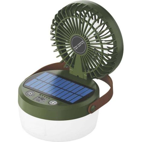 Lampe de camping 3 en 1 avec ventilateur pliable, idéale pour le camping et les voyages en plein air (vert) (1/4)