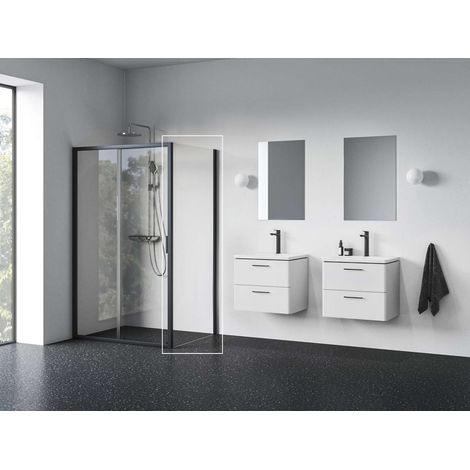 Ravak Blix II - Pared de ducha NBLPS-100, 100x195 cm, negro/vidrio transparente 9BMA0300Z1 (1/2)