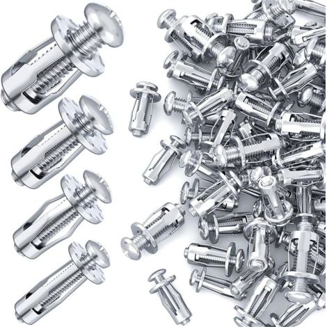 40 pezzi M4 M5 M6 M8 dadi a petalo, dadi a espansione, per pareti cave, ferro, plastica, polywood, presspan, pannelli duri, argento (1/4)
