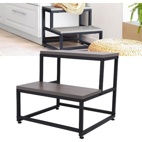 Tabouret escabeau en bois à 2 marches pour lit d'enfant, capacité de charge de 227 kg (500 lb), pour salle de bain ou cuisine. (1/5)