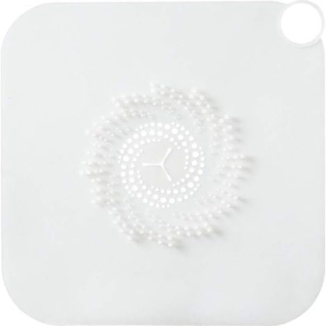 Couvercle de receveur de douche en silicone anti-cheveux – Blanc, compatible siphon baignoire et douche, design étanche et facile à nettoyer (1/5)