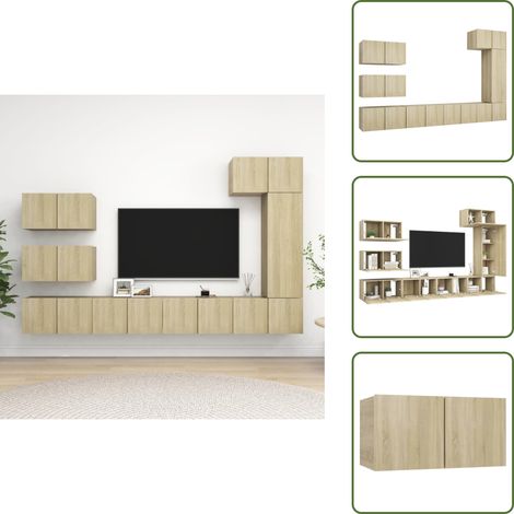 Muebles de madera - vidaXL Set de muebles salón TV 8 pzas madera ingeniería roble Sonoma - Muebles de salón