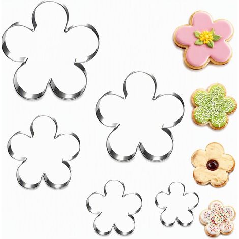 6 x Stainless Steel Flower Pastry Cutters for Cake Mould (1/5)