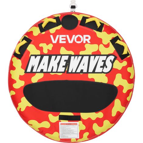 VEVOR Gonfiabile Trainabile per Barche Sport Acquatici Capienza da 2 Persone Carico max 154 kg con Cuscinetti Antiscivolo, Tubo di Traino Copertura in Nylon Maniglie Imbottitie da Mare, Rosso (1/5)