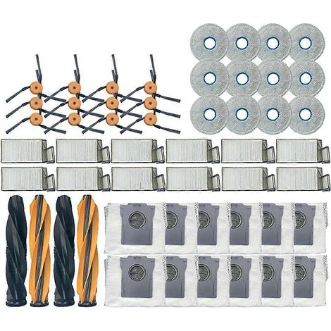 Pièces détachées compatibles avec le X60 Max Ultra : brosse principale, brosse latérale, filtre HEPA, serpillière, sac à poussière, accessoires pour aspirateur robot (52 pièces) (1/5)
