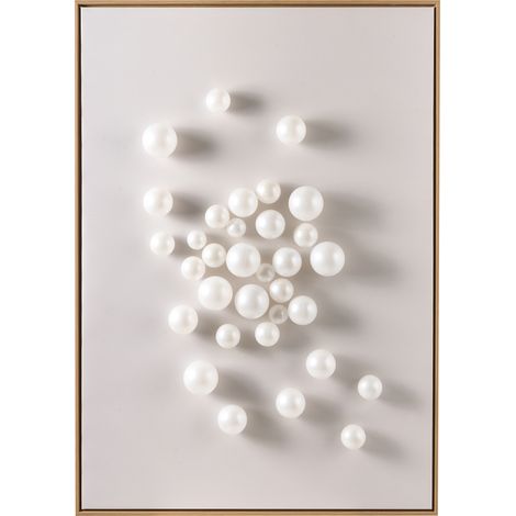 Cuadro moderno con bolas tridimensionales hecho a mano de material sintético marco de madera de pino blanco Bantry