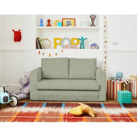Marilia - 2-sitzer sofa – mit schlaffunktion – aus cord - salbeigrün