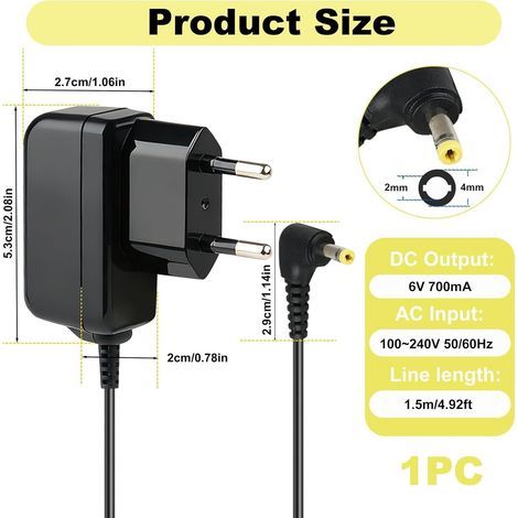 Alimentation 6V Chargeur Tensiometre pour Omron HHP-CM01 M2 M3 M4 M6 M7 M2 Basic M3 Comfort, Alimentation Adaptateur Secteur Compatible avec Omron M400/500/700 X2 X3 X4 X7 Smart Intelli IT (1/4)