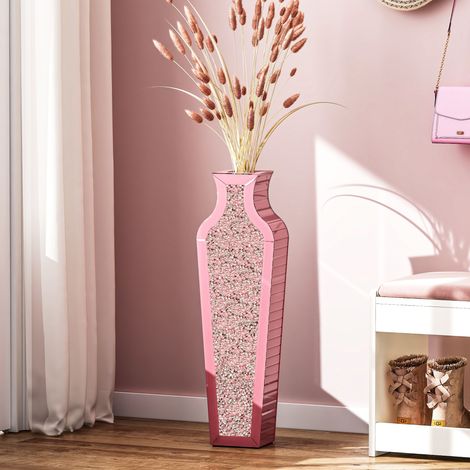 26.6in Modern Glam Pink Mirrored Crystal Floor Vase - Tall Decorative Vase for Living Room, Bedroom, Home Accent (1/5)