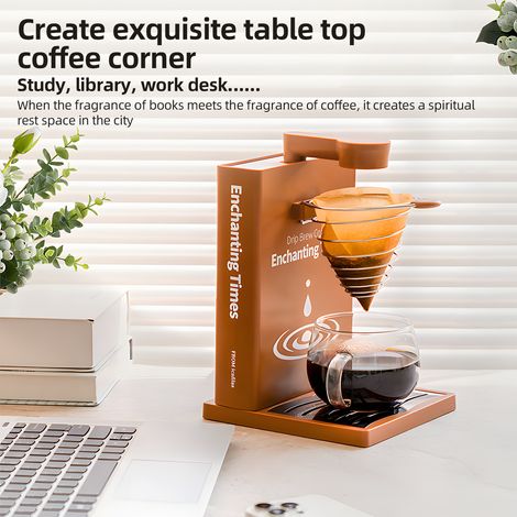 Ortviai Machine à café filtre manuelle/automatique, forme livre, réservoir amovible 300 ml, température constante 95 °C, 400 W (1/4)