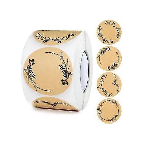 Étiquettes autocollantes rondes en papier kraft, faites à la main, pour cadeaux (500 pièces), lot de 2024 (1/4)