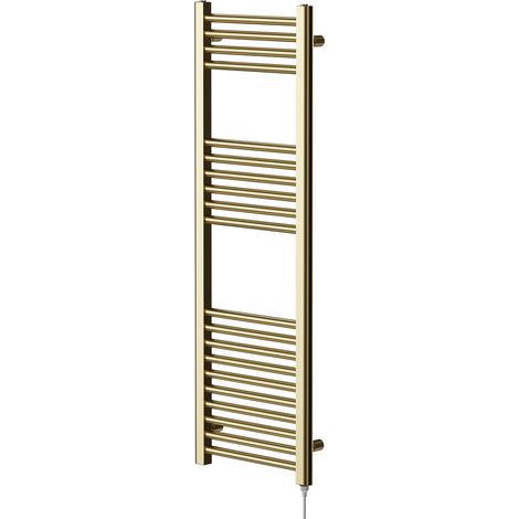 Colore Brushed Brass 1200mm x 400mm Straight Electric Heated Towel Rail (1/5)