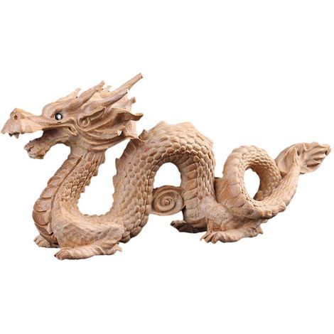 Statue de dragon en bois pour bureau ou chambre, idéale pour la décoration intérieure. Figurine décorative pour meuble, bureau ou chambre.