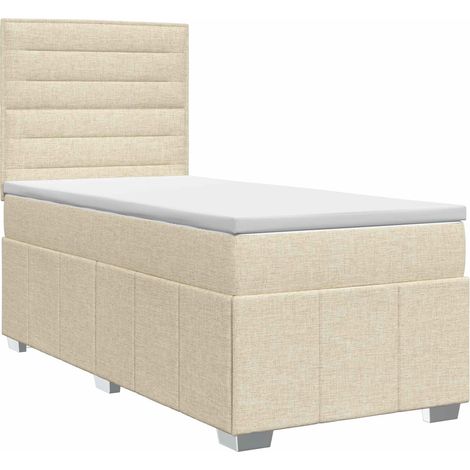 Maison Exclusive - Letto box spring con materasso Crema 90 x 200 cm Tessuto (1/5)