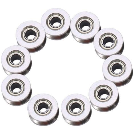 Roulement à Billes de Rail Poulie de Guide de V-Cannelure en Acier ature V624ZZ Double Bouclier 4x13x6mm pour Système de Mouvement Linéaire de Rail