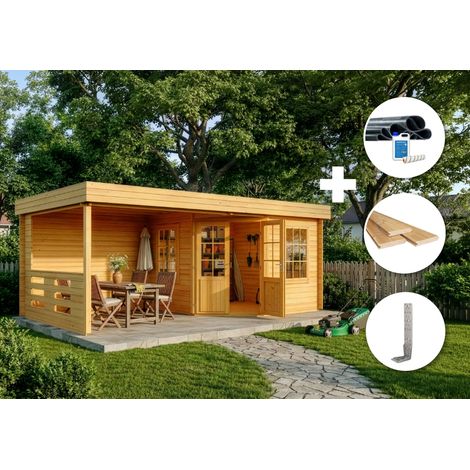 ECO Set - Abri de jardin Hanna imprégné Pinie Imprégné, 34 mm Épaisseur paroi 598 x 322 cm (1/4)