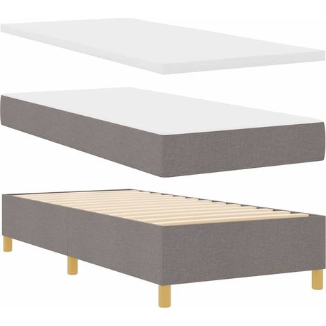 Lit à ressorts avec matelas Taupe 80 x 200 cm tissu vidaXL (1/5)