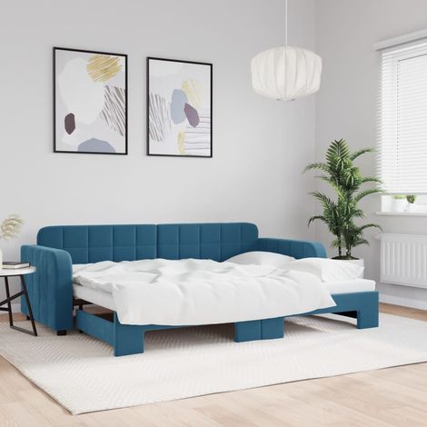 Sofá cama nido terciopelo azul 80x200 cm vidaXL (1/5)