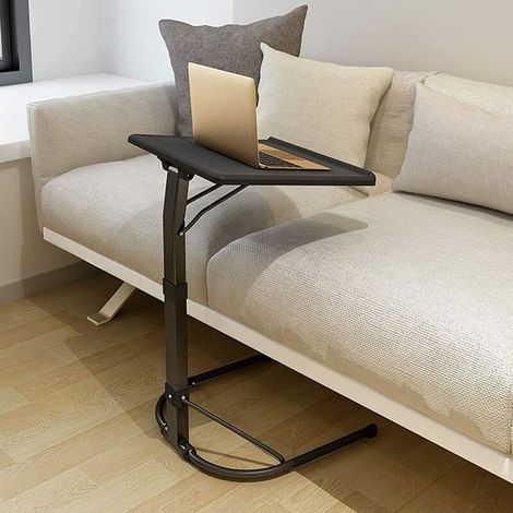 Table d'appoint pliable pour ordinateur portable, réglable en hauteur et en inclinaison, légère et portable, pour lit, canapé, extérieur, couleur : noir, dimensions : 43 x 43 x 63/70/76 cm