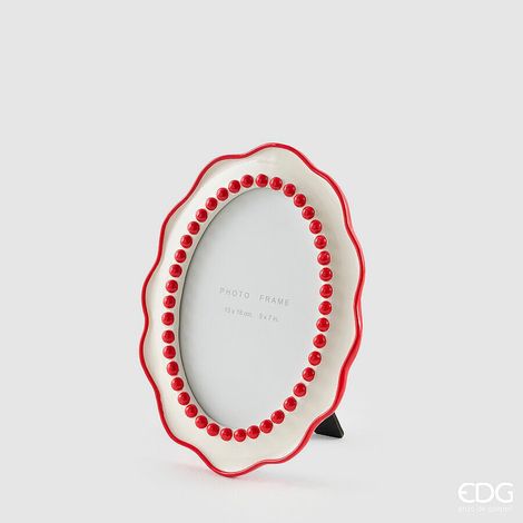 EDG Enzo De Gasperi Portafoto Mille Perle White Red 18x2,5xH23 cm – Decorazione di Natale (1/2)
